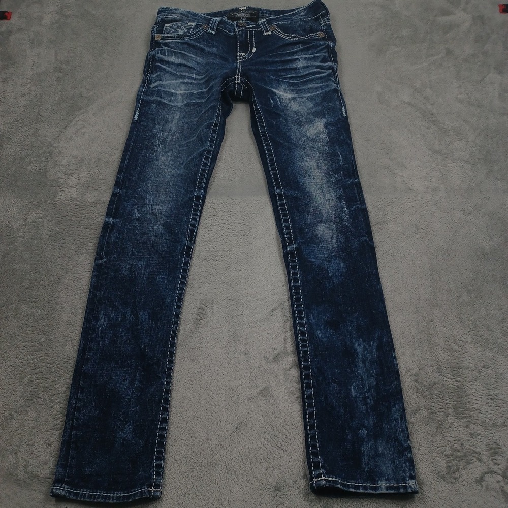 Big Star Jeans Womens 27 Blue Denim Skinny Liv Western‎ Distressed